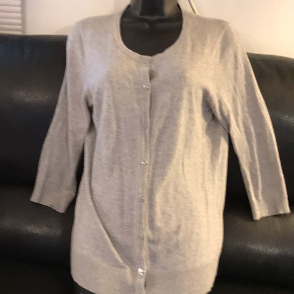 Gray button down sweater thin